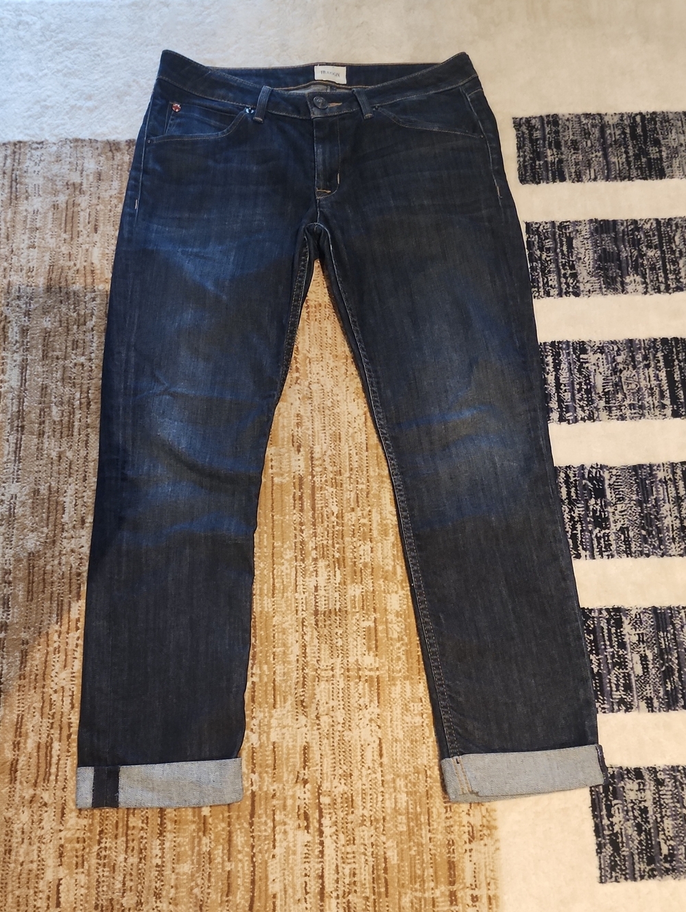Hudson Jeans Dark Blue Denim Jeans Straight Leg Flood Cuff